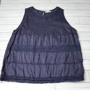 Love Shack Fancy cotton embroidered sleeveless blouse, size small